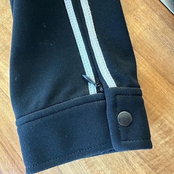 Ladies black 3/4 zip long sleeve top. White stripe. Size medium - Picture 7 of 10